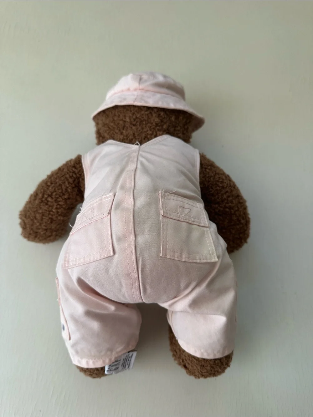 Vintage 2002 babyGap Teddy Bear Bucket Hat Overalls Plush Pink Brown